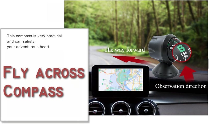Fly across Compass for Car Dashboard，Car Compass, Adjustable Ball for Car Sea Marine Boat Ship - Image 3